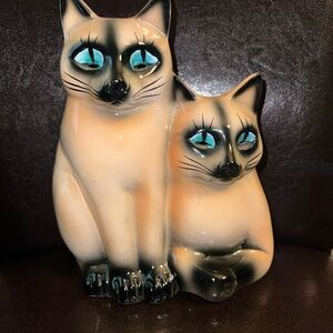 Vintage Black and Cream Cat Figurine